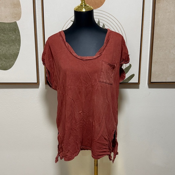 3/$10 Aerie Short Sleeve Tee in Deep Rust - Picture 1 of 7